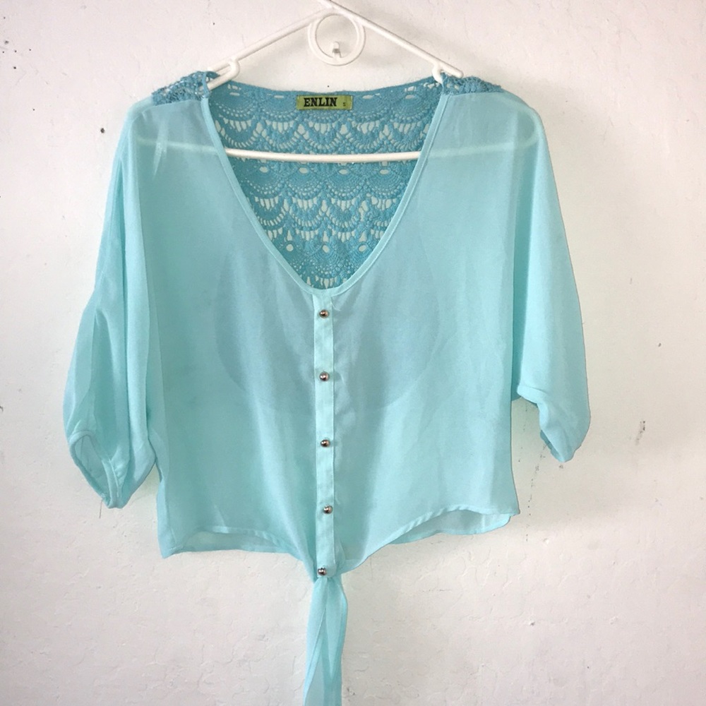 Torquiose dressy blouse